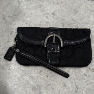 Coach Nylon and Leather Black Wristlet